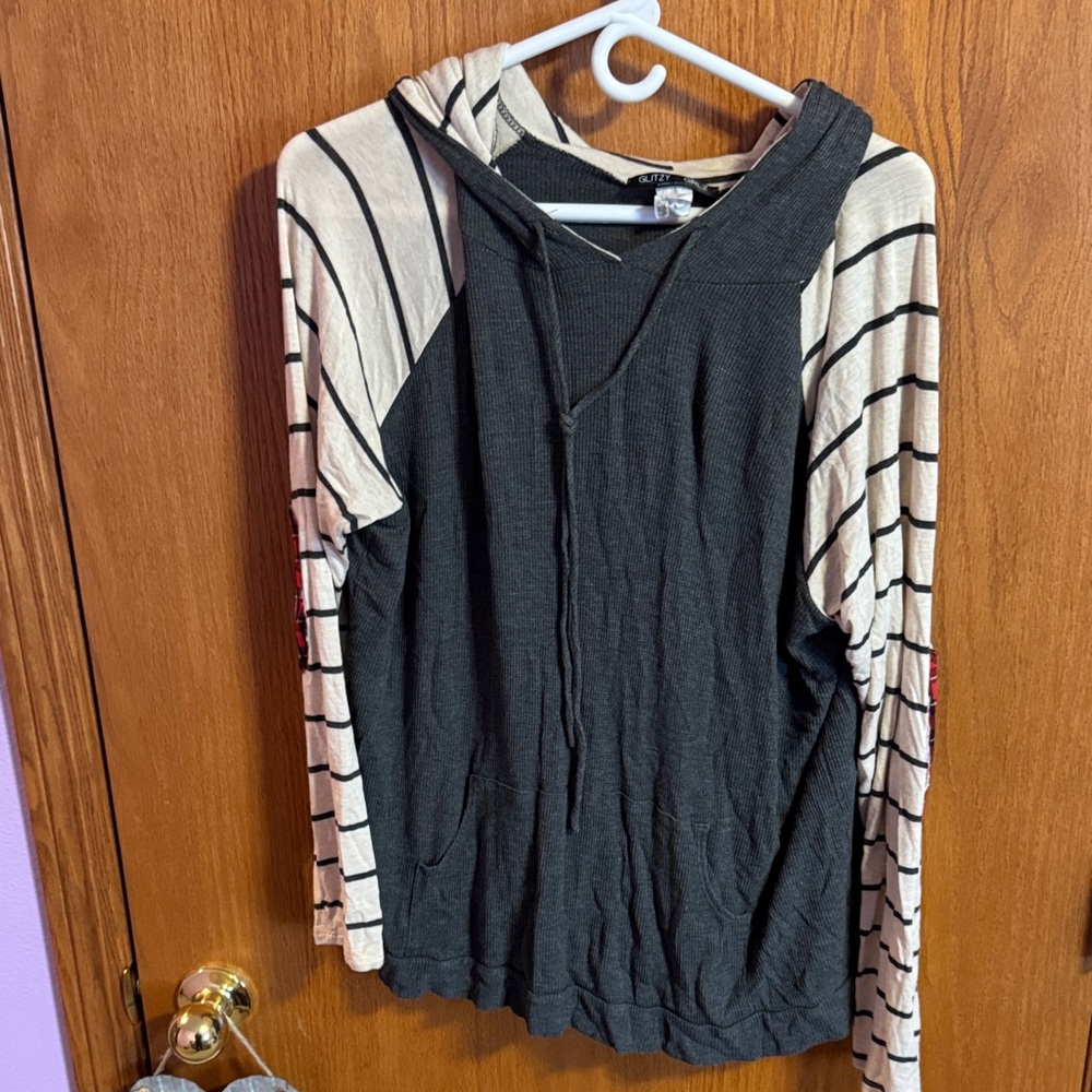 Striped Black and Cream Hoodie